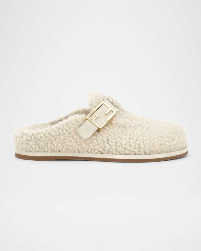 Shearling Buckle Sabot Mules